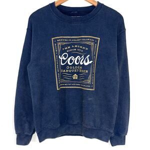 NWT Urban Outfitters Coors Banquet Crew Neck Navy Blue Sweatshirt Size Small